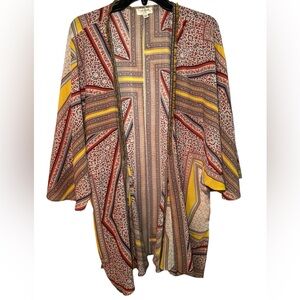 Umgee Beautiful Colors Women’s Kimono Size M/L Red/Orange/Blue/Yellow/Cream